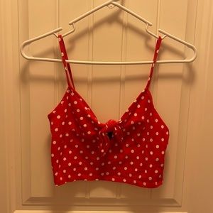 Red and white polka dot Crop Top